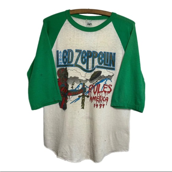 Vintage 1979 Led Zeppelin Rules American Tour Concert Shirt USA Made size Small - Picture 1 of 7